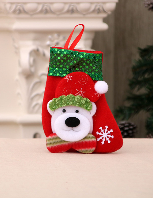 Fashion Trumpet Bear Sequin Santa Three-dimensional Stitching Christmas Socks