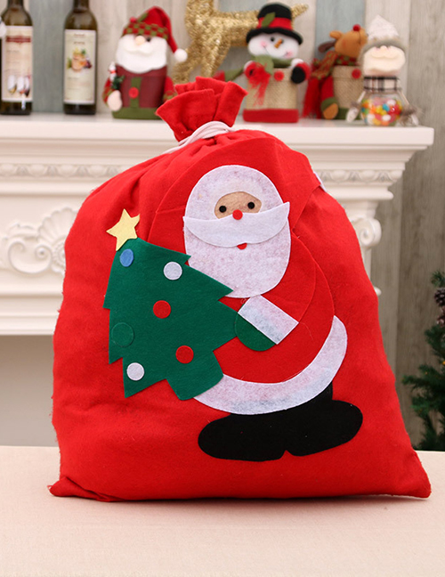 Fashion Large 40*60cm (random Pattern) Santa Backpack Non-woven Fabric Handmade Applique Gift Bag