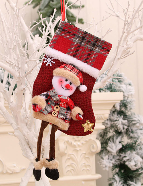 Fashion Snowman Christmas Doll Doll Three-dimensional Linen Long-leg Christmas Stocking
