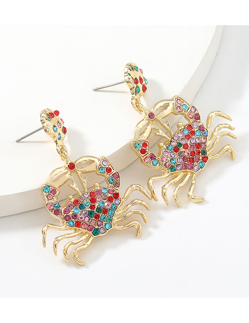 Fashion Color Alloy Diamond Crab Earrings