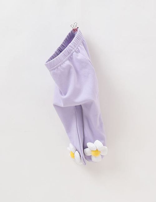 Fashion Purple Pants Flower Long-sleeved Hooded Sweatshirt Pants