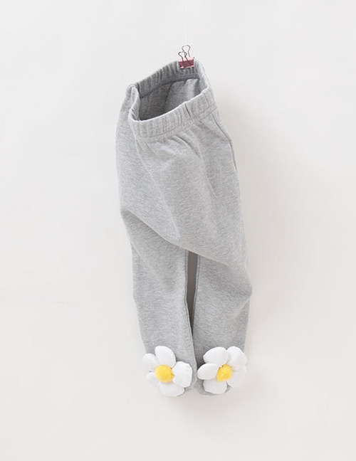 Fashion Grey Pants Flower Long-sleeved Hooded Sweatshirt Pants