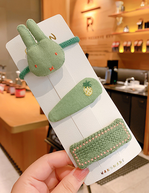 Fashion Green Bunny [3-piece Set] Rabbit Fruit Embroidered Geometric Shape Children S Hairpin