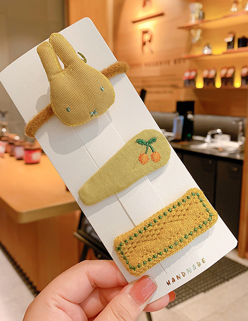 Fashion Yellow Bunny [3-piece Set] Rabbit Fruit Embroidered Geometric Shape Children S Hairpin