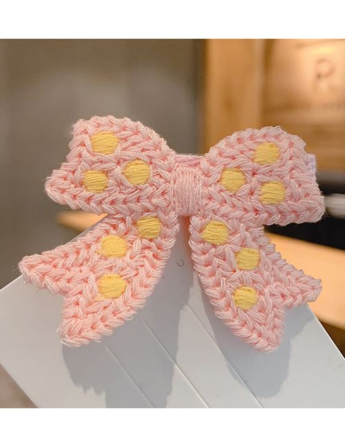 Fashion Pink Knitted Bow Polka Dot Children Hairpin
