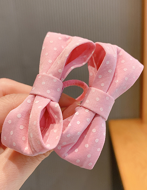 Fashion Pink Dots [1 Pair] Checkered Polka Dot Printed Bow Hair Rope