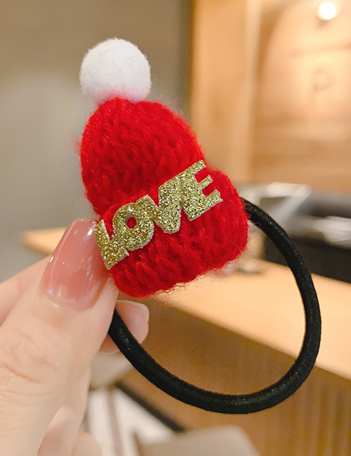 Fashion Red Hat [hair Rope] Knitted Woolen Hat Letter Children S Hair Rope Hairpin