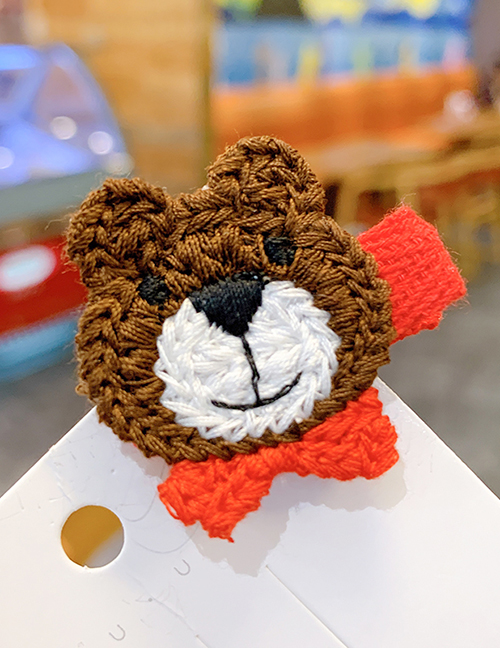 Fashion Little Brown Bear Knitted Animal Rabbit Ears Hit Color Children Hairpin