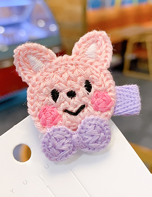 Fashion Pig Knitted Animal Rabbit Ears Hit Color Children Hairpin