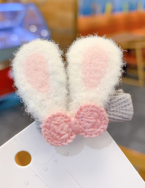 Fashion White Rabbit Ears Knitted Animal Rabbit Ears Hit Color Children Hairpin
