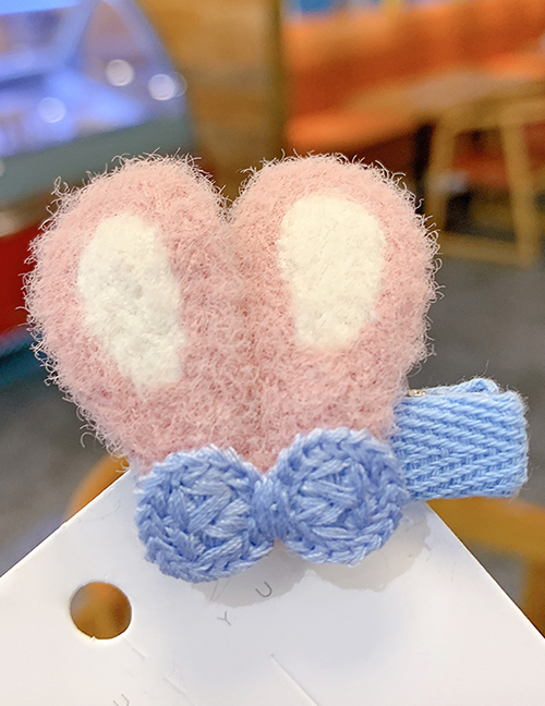 Fashion Pink Bunny Ears Knitted Animal Rabbit Ears Hit Color Children Hairpin