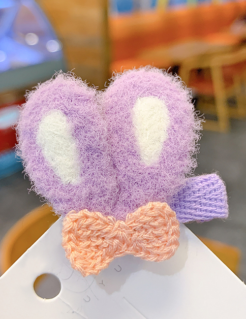 Fashion Purple Rabbit Ears Knitted Animal Rabbit Ears Hit Color Children Hairpin