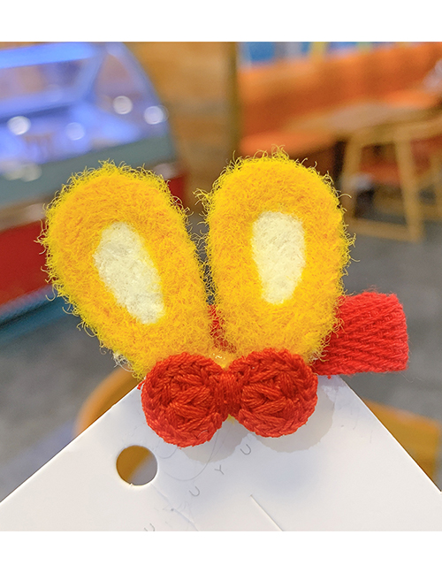 Fashion Yellow Bunny Ears Knitted Animal Rabbit Ears Hit Color Children Hairpin