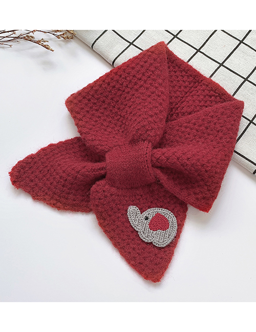 Fashion Little Elephant [burgundy] Animal Bowknot Children S Knitted Wool Scarf