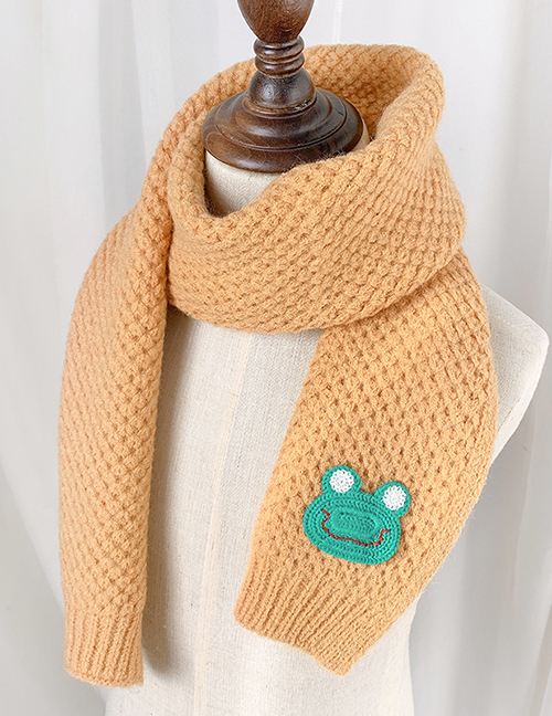 Fashion Little Frog【shallow Coffee】 Animal Wool Knitted Children S Scarf