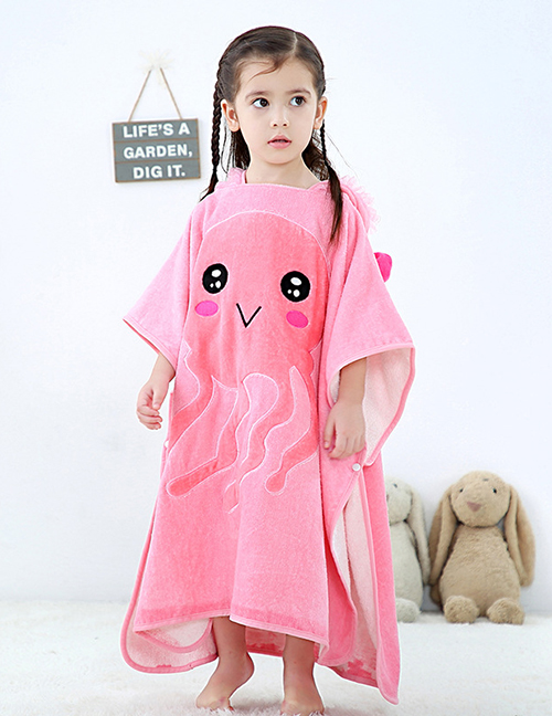 Fashion Pink Jellyfish Hooded Whale Jellyfish Kids Hooded Bath Towel