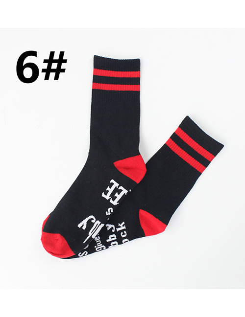 Fashion Black On White Striped Socks With Letter Socks