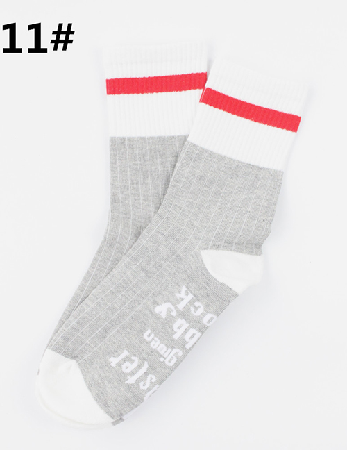 Fashion White Red Striped Socks With Letter Socks
