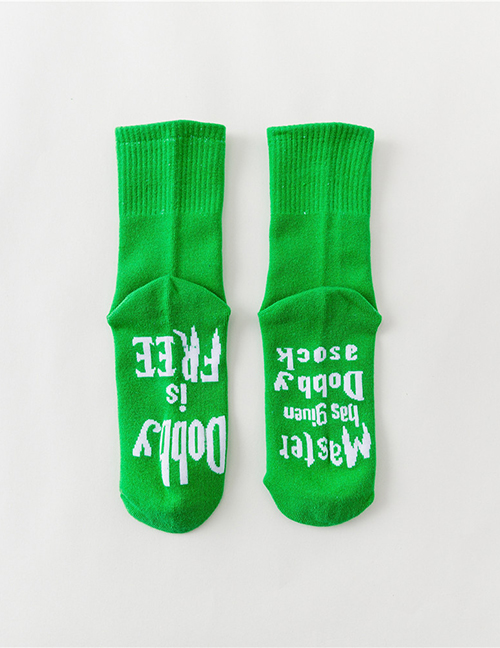 Fashion Green Striped Socks With Letter Socks