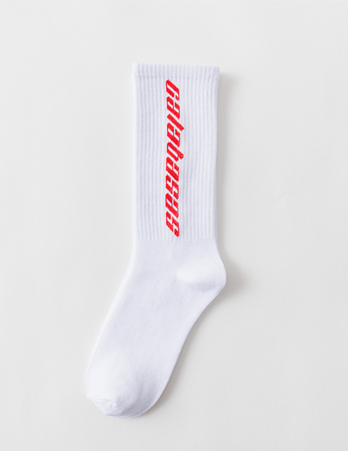 Fashion Red Letter On White English Letters Hit Color Cotton Socks
