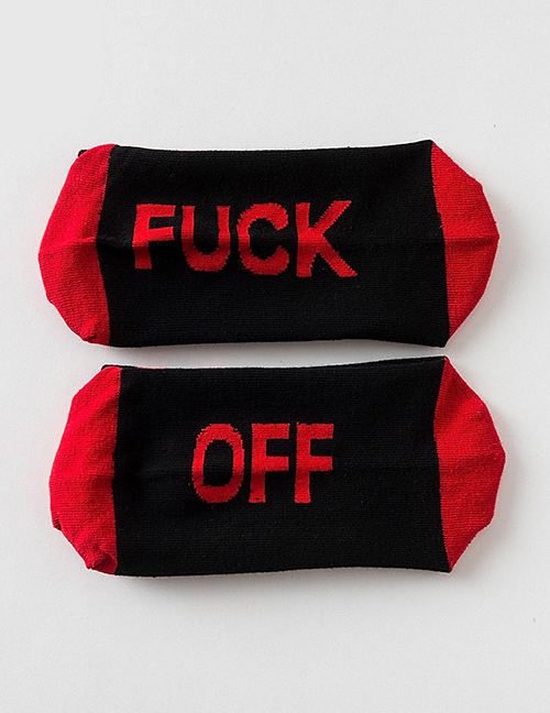 Fashion Black And Red Mens Cotton Socks With Contrasting Letters
