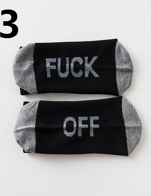 Fashion Gray Black Mens Cotton Socks With Contrasting Letters