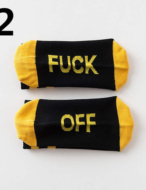 Fashion Gold Color Black Mens Cotton Socks With Contrasting Letters