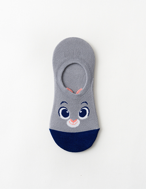 Fashion Rabbit Dark Gray Dispensed Non-slip Angry Birds Rabbit Cotton Boat Socks