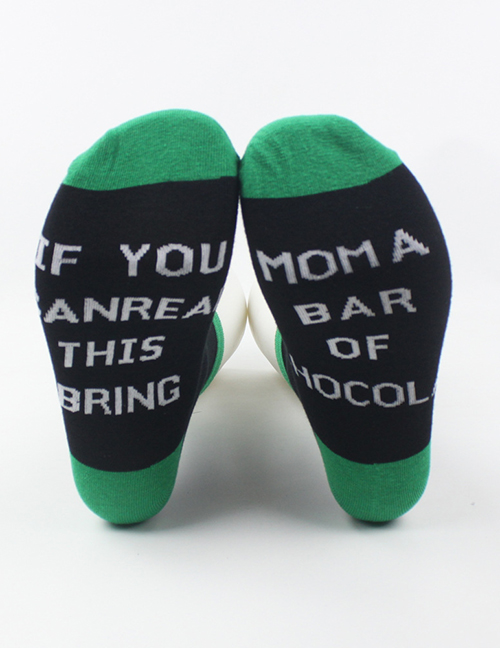 Fashion Green Letter Hit Color Cotton Socks