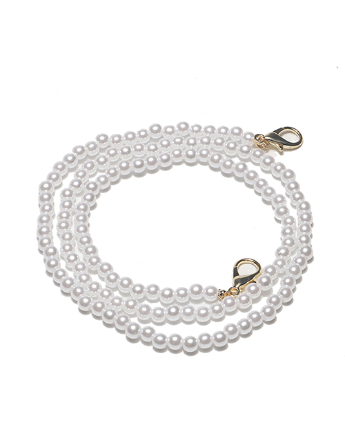Fashion White Real Gold Plated Large Lobster Clasp Pearl Handmade Glasses Chain