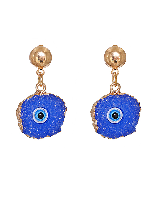 Fashion Blue Acrylic Eyes Round Alloy Earrings