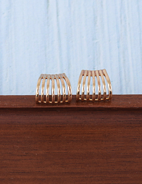 Fashion Gold Color Geometric Round Hollow Alloy Earrings