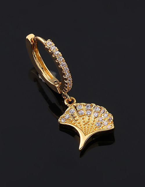 Fashion 5#gold Color Copper Inlaid Zircon Shell Earrings (1pcs)