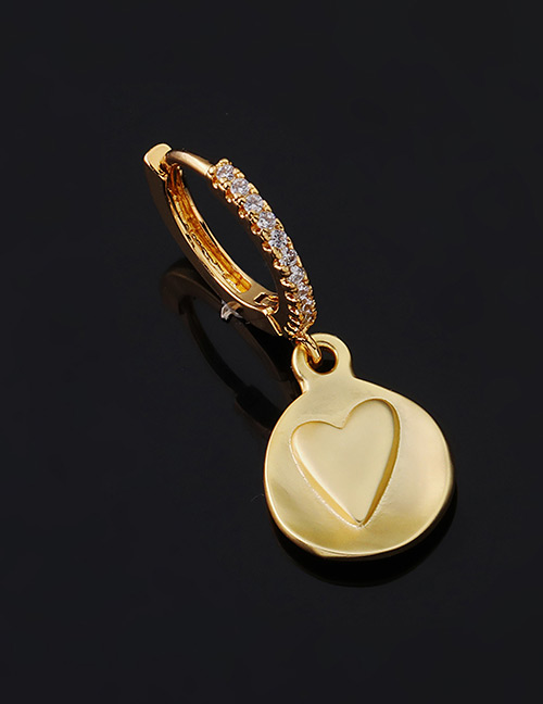 Fashion 6#gold Color Copper Inlaid Zircon Heart Earrings (1pcs)