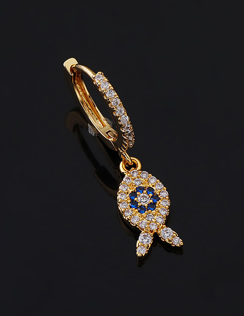 Fashion 13#gold Color Copper Inlaid Zircon Geometric Earrings (1pcs)