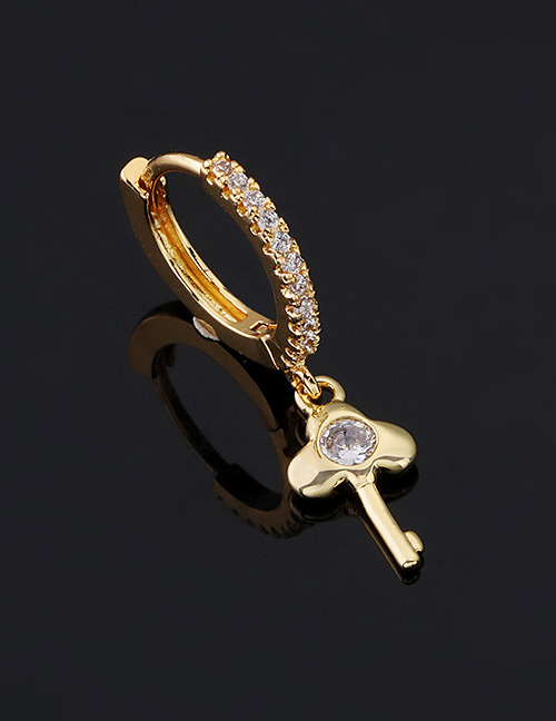 Fashion 1#gold Color Copper Inlaid Zircon Key Earrings (1pcs)