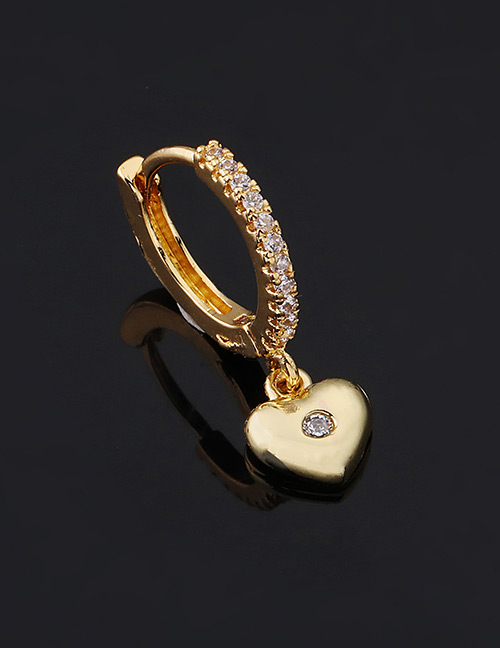 Fashion 6#gold Color Copper Inlaid Zircon Heart Earrings (1pcs)