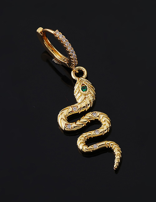 Fashion 11#gold Color Copper Inlaid Zircon Snake Earrings (1pcs)