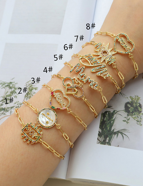 Fashion 3#gold Color Copper Inlaid Zircon Letter Bracelet