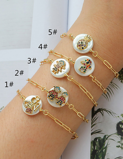 Fashion 2#gold Color Copper Inlaid Zircon Shell Doll Bracelet