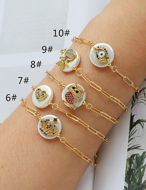 Fashion 6#gold Color Copper Inlaid Zircon Shell Doll Bracelet