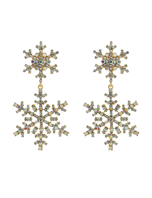 Ab Color Alloy Diamond Snowflake Earrings