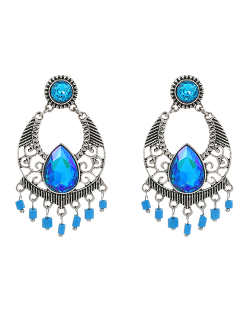 Blue Alloy Diamond Stud Earrings