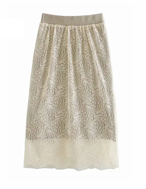 Fashion Heptagonal White Flower Flower Double-sided Knitted Wool Lace Skirt