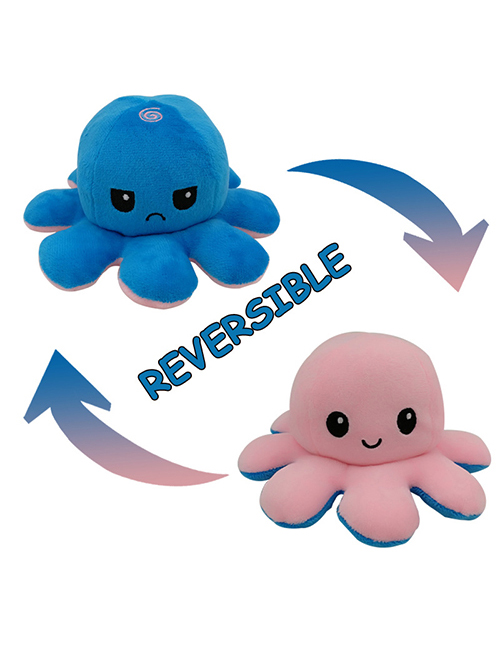 Fashion Pink+blue Double-sided Flip Doll Octopus Plush Doll