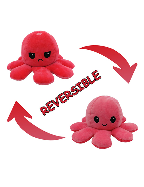 Fashion Pink+rose Red Double-sided Flip Doll Octopus Plush Doll