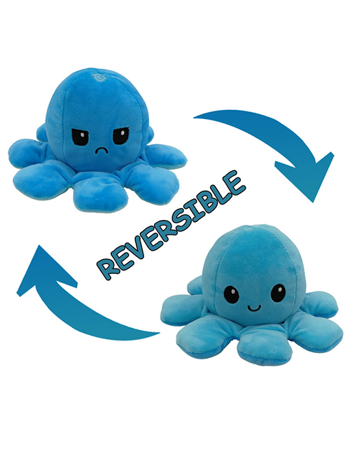 Fashion Light Blue+blue Double-sided Flip Doll Octopus Plush Doll