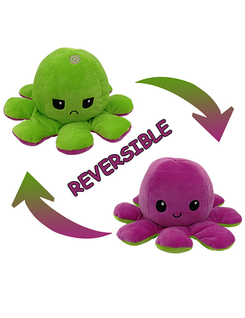 Fashion Purple+green Double-sided Flip Doll Octopus Plush Doll