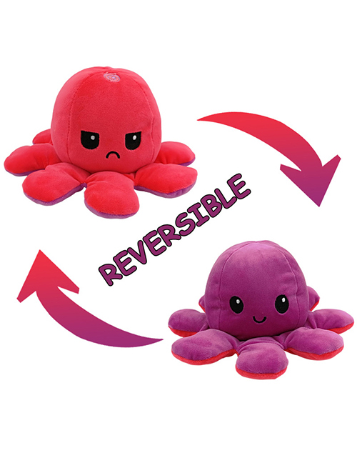 Fashion Purple + Rose Red Double-sided Flip Doll Octopus Plush Doll