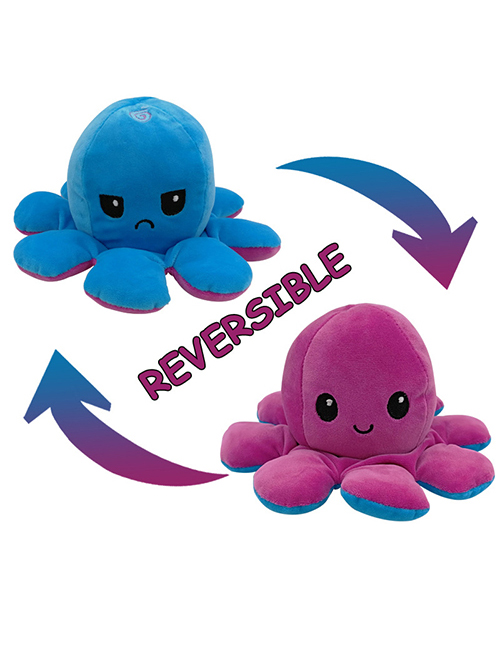 Fashion Purple+blue Double-sided Flip Doll Octopus Plush Doll